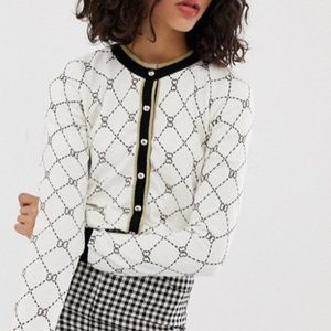 River Island cardigan with contrast trim in cream